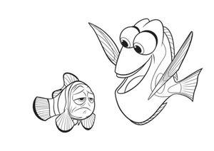 Happy Fish Dory and Mournful Marlin Coloring Page