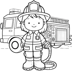 Adorable Firefighter Coloring Page