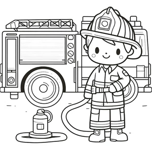 An Adorable Firefighter Coloring Page