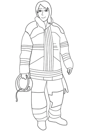 Firefighter Woman Coloring Page