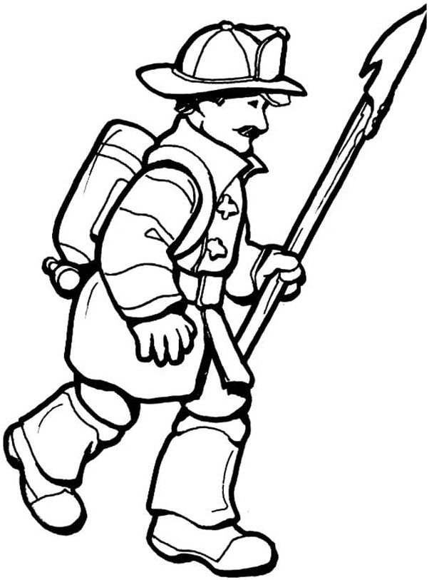 Free Firefighter Coloring Page