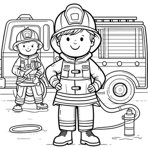Joyful Firemen Coloring Page