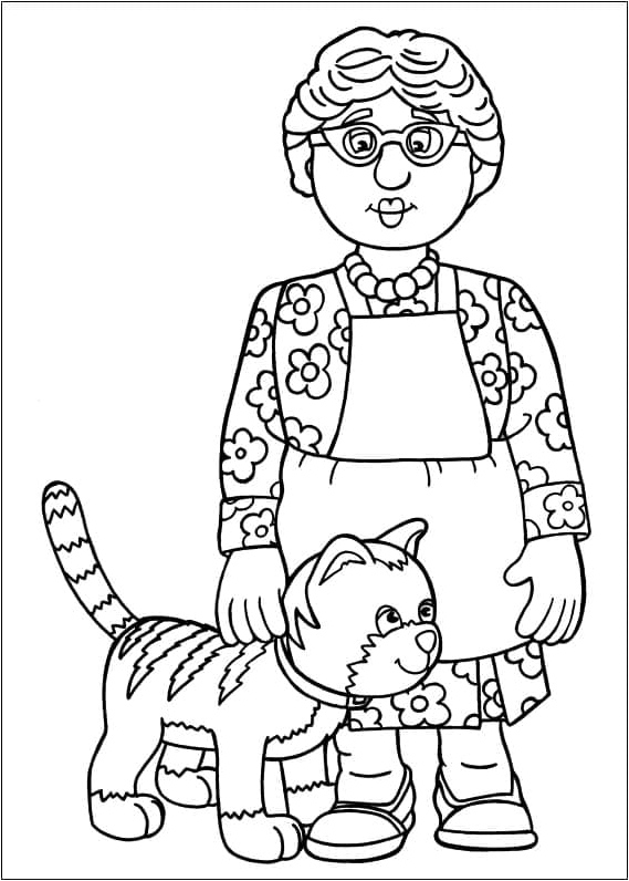 Bella Lasagne and the Cat from Fireman Sam Coloring Page
