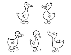 Coloring Page: Five Little Ducks	Printable Coloring Page