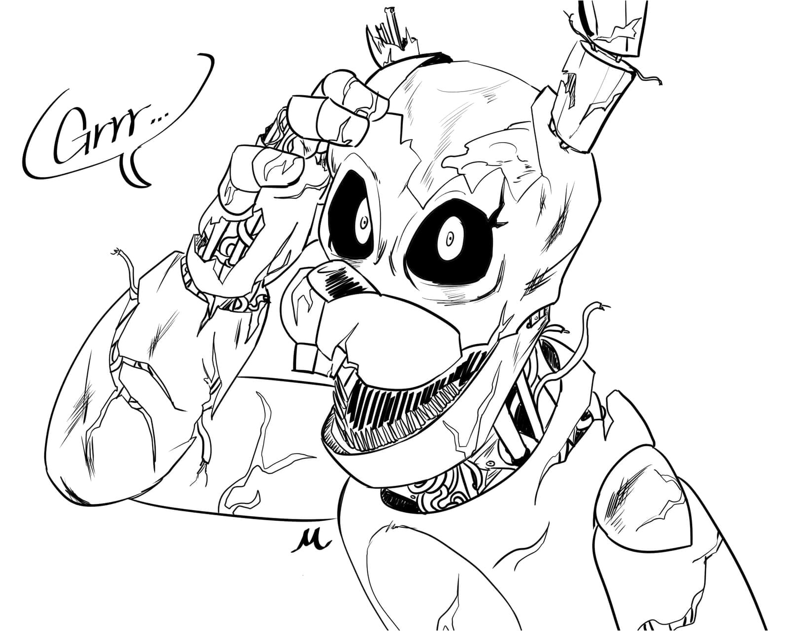 Springtrap from the Five Nights at Freddy’s series Coloring Page