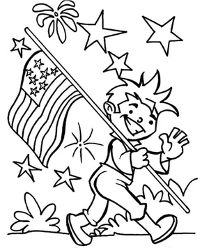 Boy Celebrating Flag Day Coloring Page
