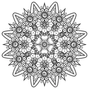 Charming Floral Mandala Coloring Page