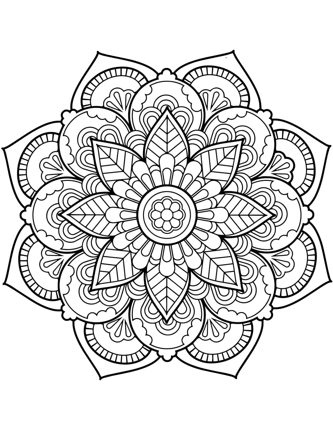 Majestic Floral Mandala Coloring Page