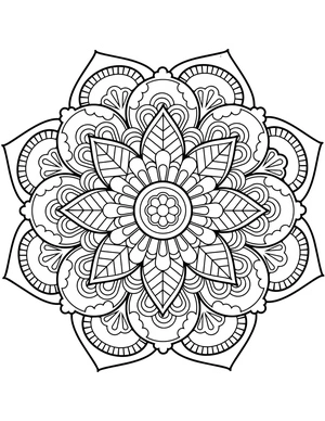 Majestic Floral Mandala Coloring Page