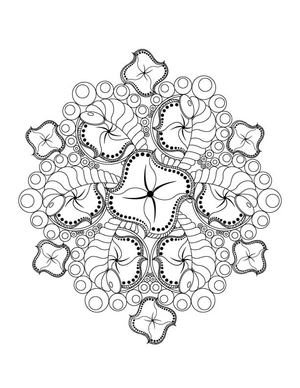 Mandala of Abstract Flowers Coloring Page