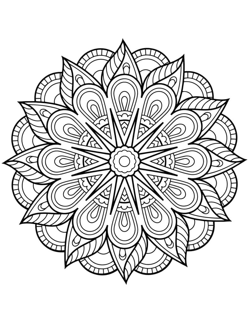 Simple Floral Mandala Coloring Page