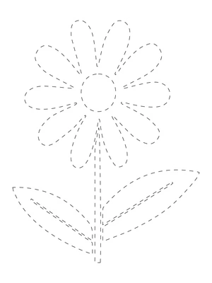 Beginner Flower Tracing Practice Coloring Page