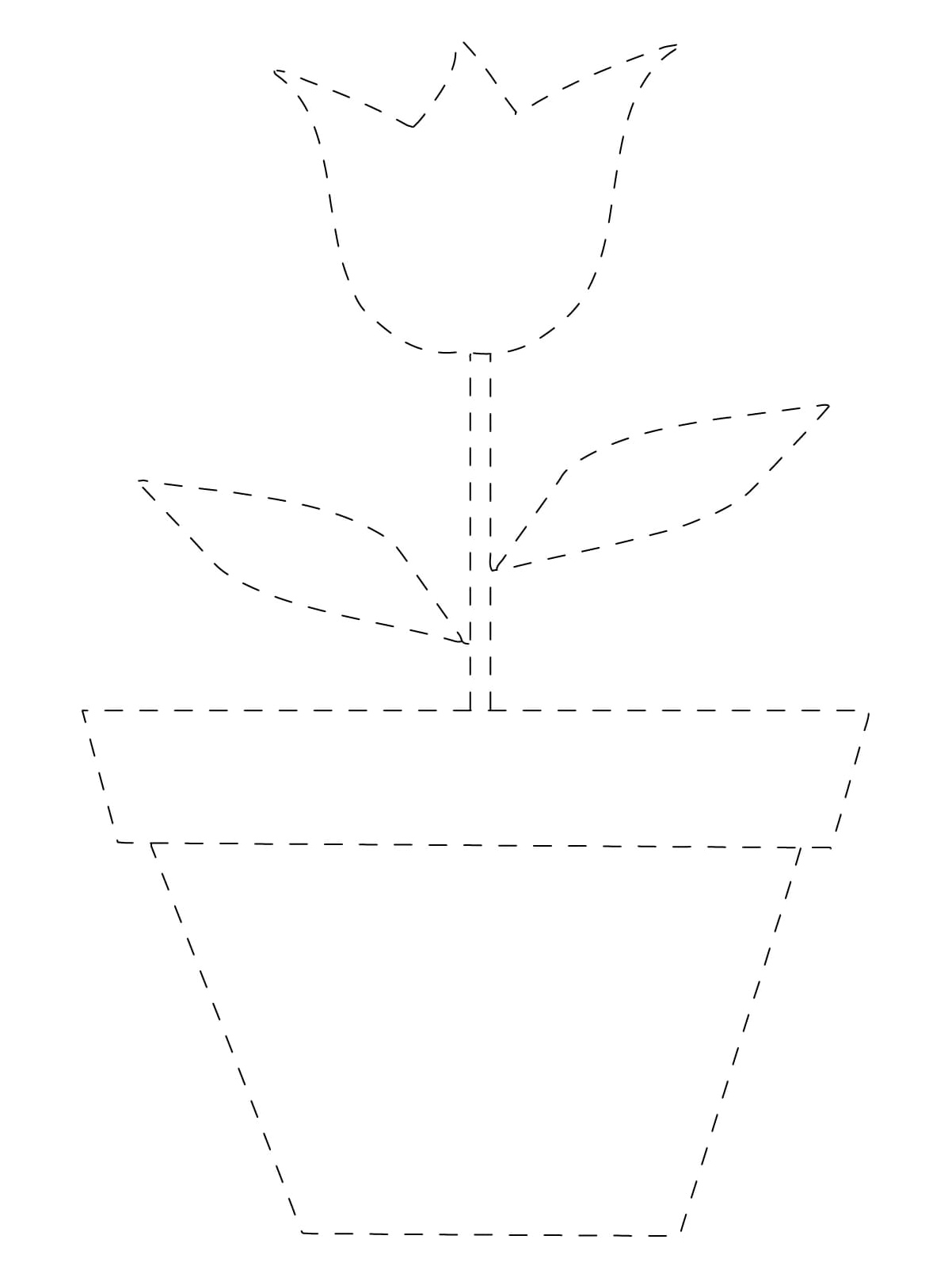 Tracing Worksheet for Tulip Flowers Coloring Page