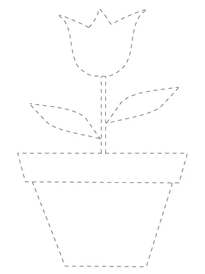 Tracing Worksheet for Tulip Flowers Coloring Page