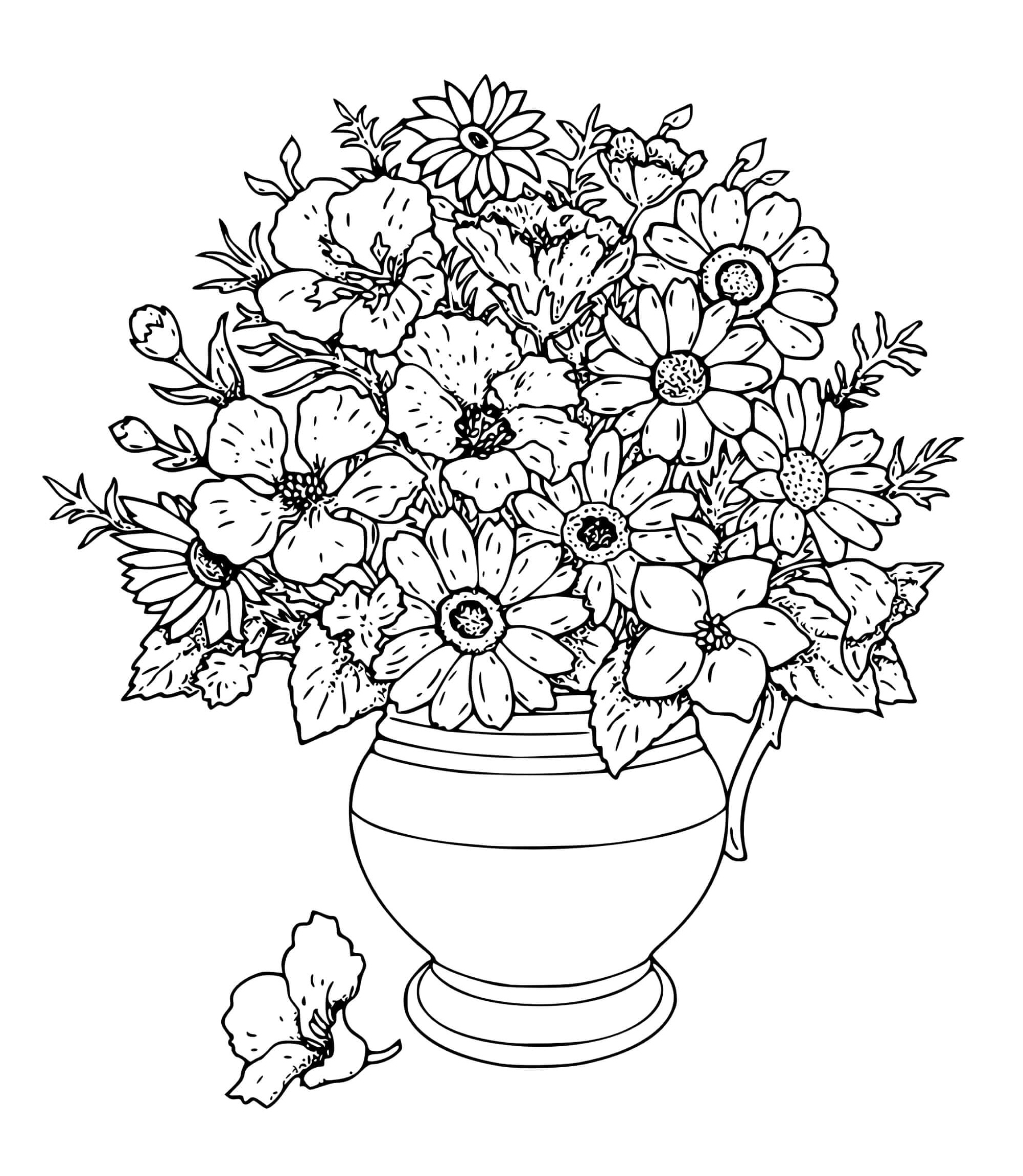 A Simple Arrangement of Flowers Coloring Page