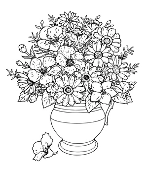 A Simple Arrangement of Flowers Coloring Page