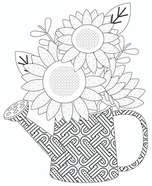 Mandala of Flowers in a Watering Can