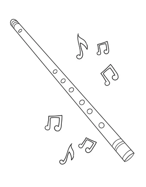 Flute Made of Wood Coloring Page