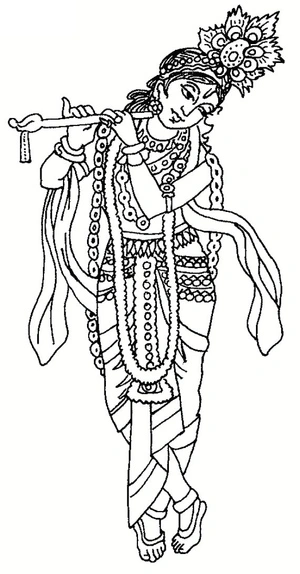Krishna and Radha with the Flute Coloring Page