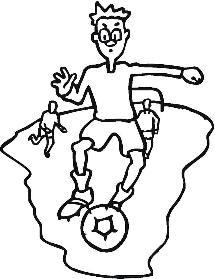 A boy playing football Coloring Page