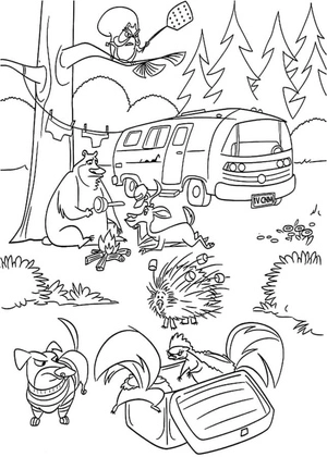 Boys in the Forest Coloring Page