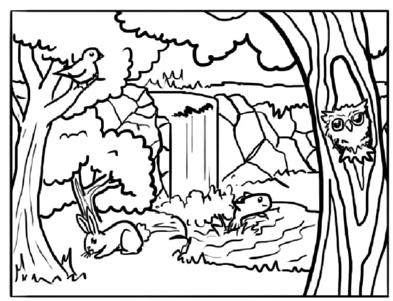 Forested Thickets Coloring Page