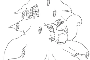 Happy Chipmunk Perched On a Tree in the Woods Coloring Page