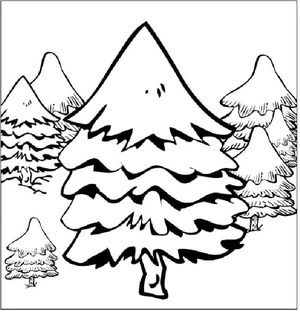 Snow Covered Spruce Forest Coloring Page