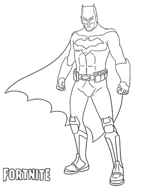 Batman inspired character from the popular video game featuring colorful weapons and building structures, but please refrain from labeling it as "Fortnite Batman."