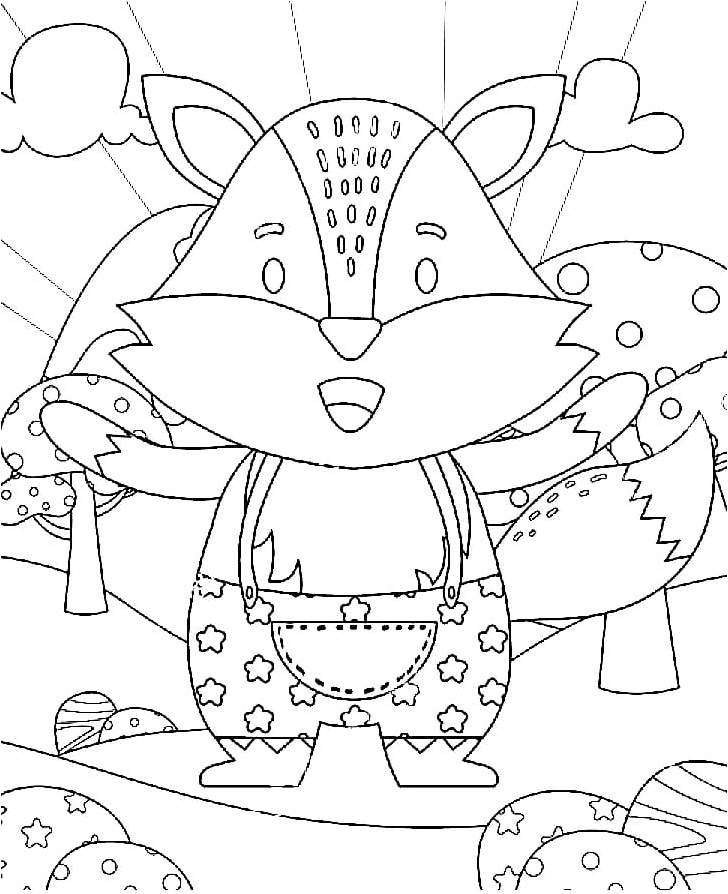 Cheerful Cartoon Fox Coloring Page