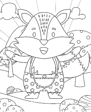 Cheerful Cartoon Fox Coloring Page