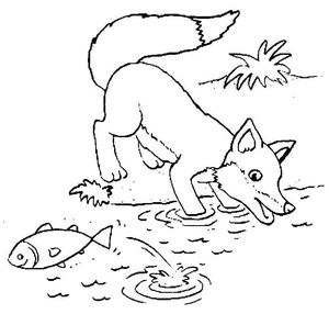 Fishing Fox Coloring Page
