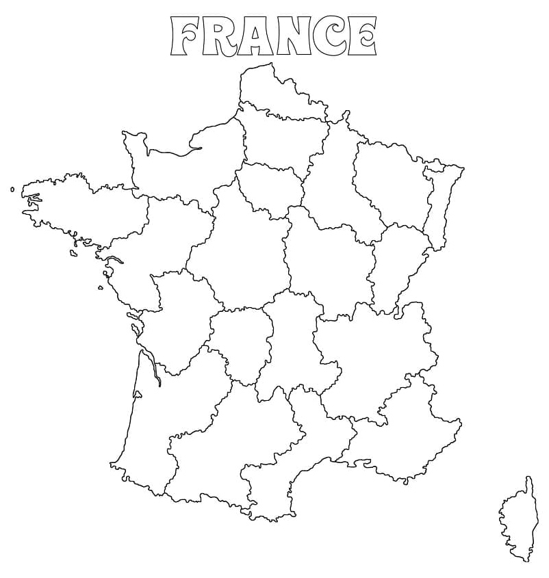 France Map Coloring Page
