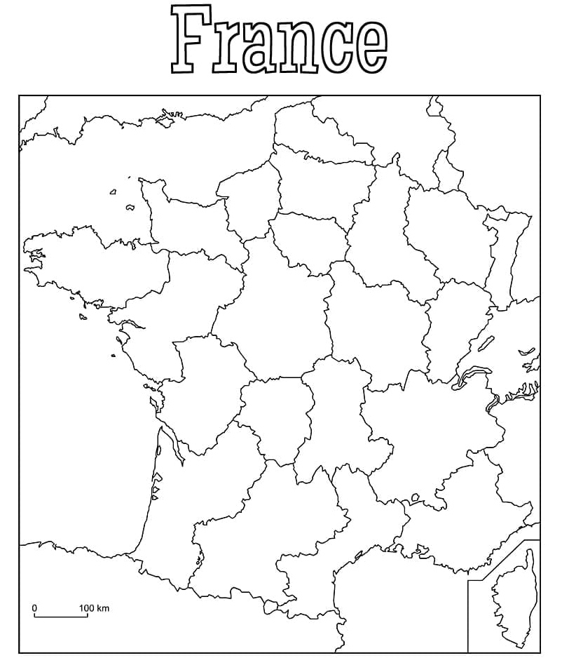 Map of France Coloring Page