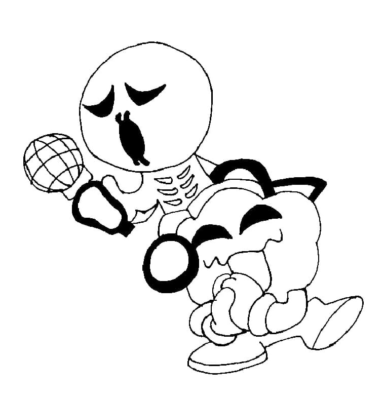 Skid and Pump from Friday Night Funkin Coloring Page