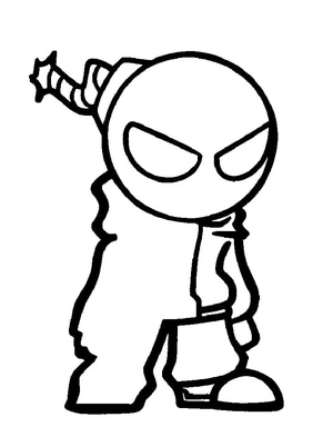 Whitty from Friday Night Funkin' Coloring Page