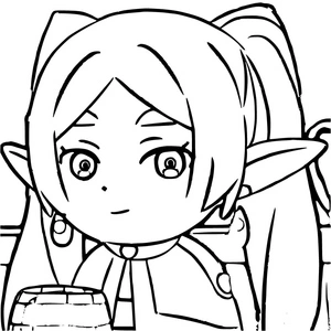 Chibi Frieren: Beyond the Journey's End Coloring Page