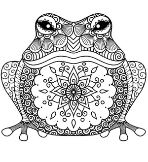 Frog Zentangle Coloring Page
