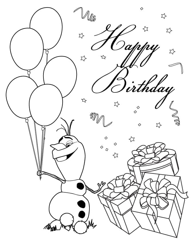 Birthday Olaf Coloring Page