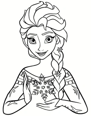 Elsa with a Smile Coloring Page