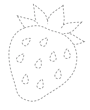 Printable Strawberry Tracing Worksheet Coloring Page