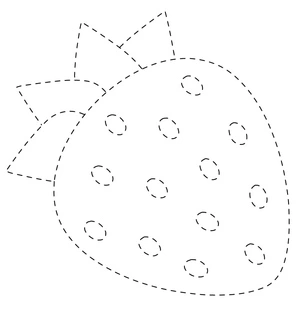 Strawberry Tracing Printable Coloring Page
