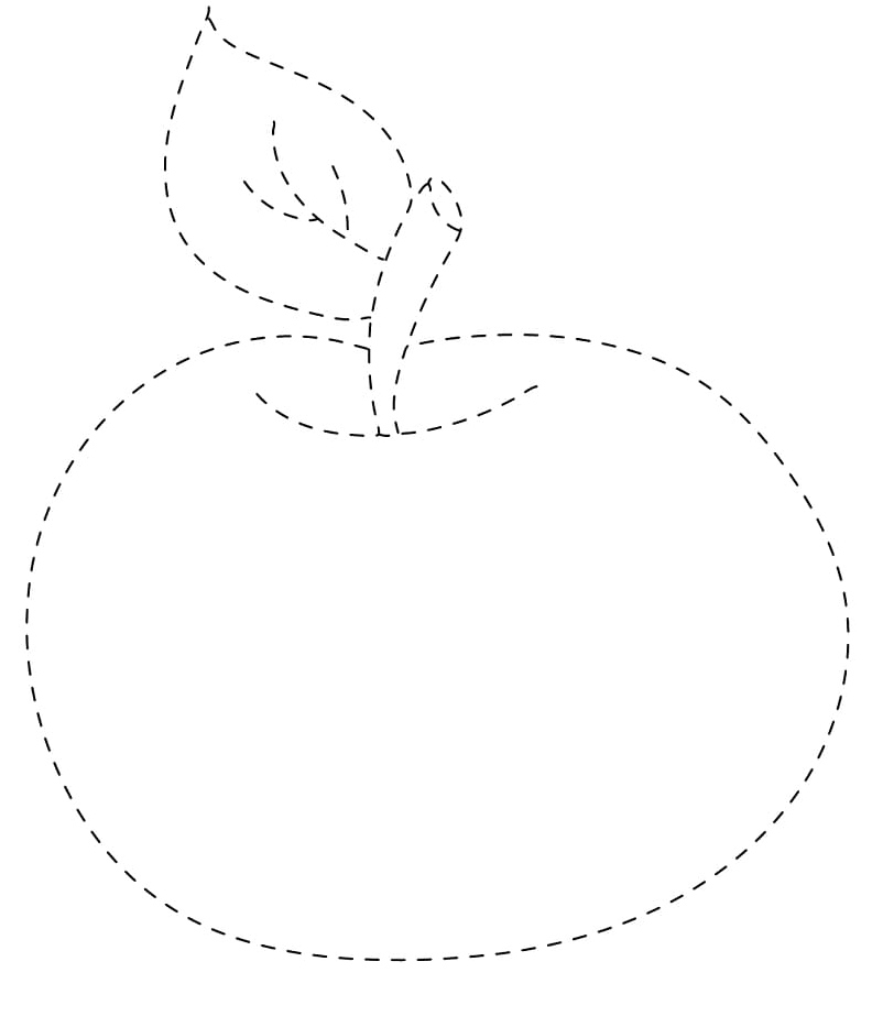 Tracing an Apple Fruit Coloring Page