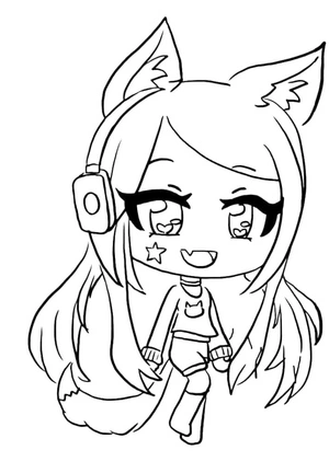 Adorable Girl from Gacha Life Coloring Page