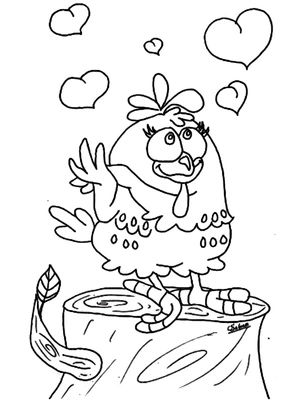 Adorable Little Spotted Hen Coloring Page