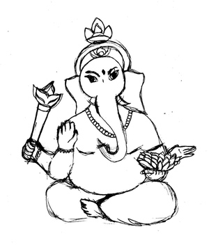Coloring page featuring Ganesha