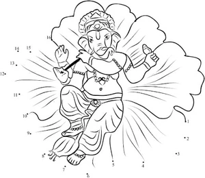 Connect the Dots with Ganesha Coloring Page