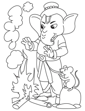 Ganesha in Animation Coloring Page