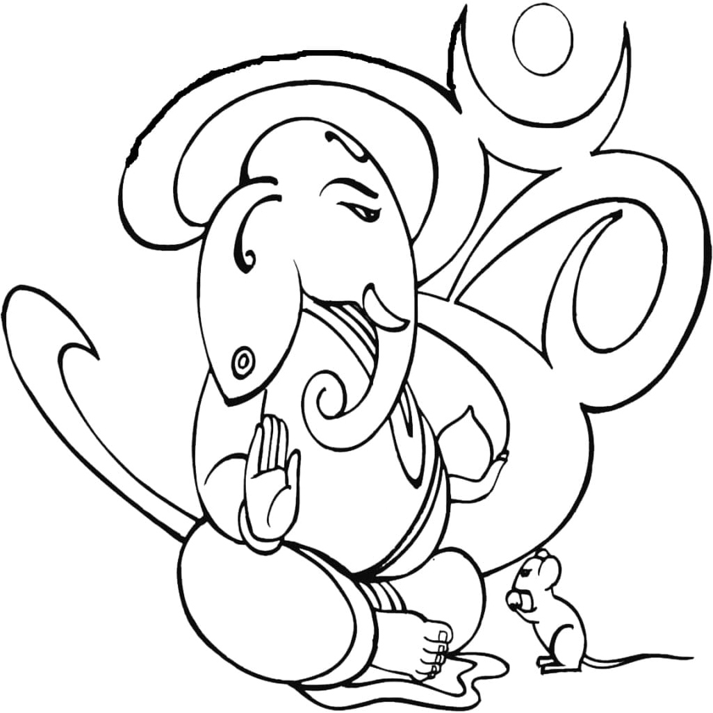 Ganesha with a Mouse Coloring Page