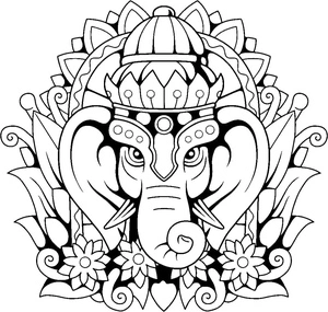 Hindu God Ganesha Coloring Page